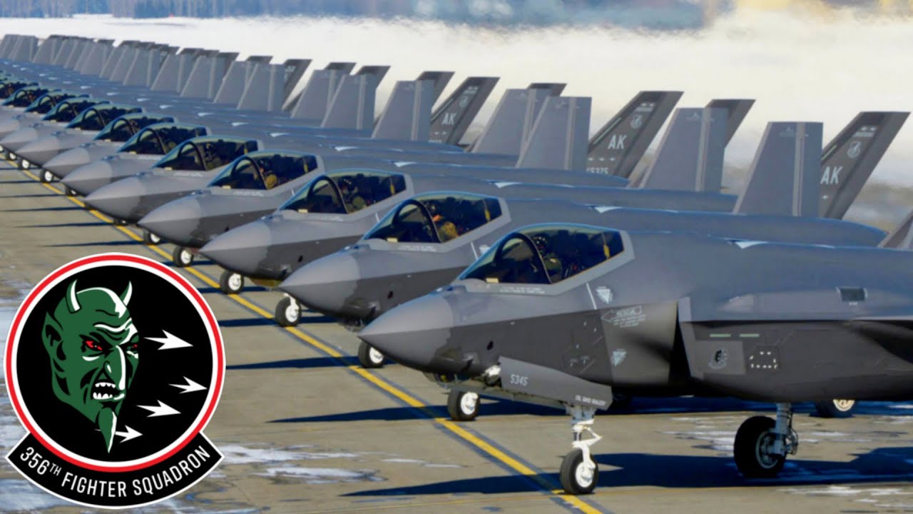 Зелёные Демоны на Аляске. Массовый взлёт истребителей F-35A Lightning II ВВС США.