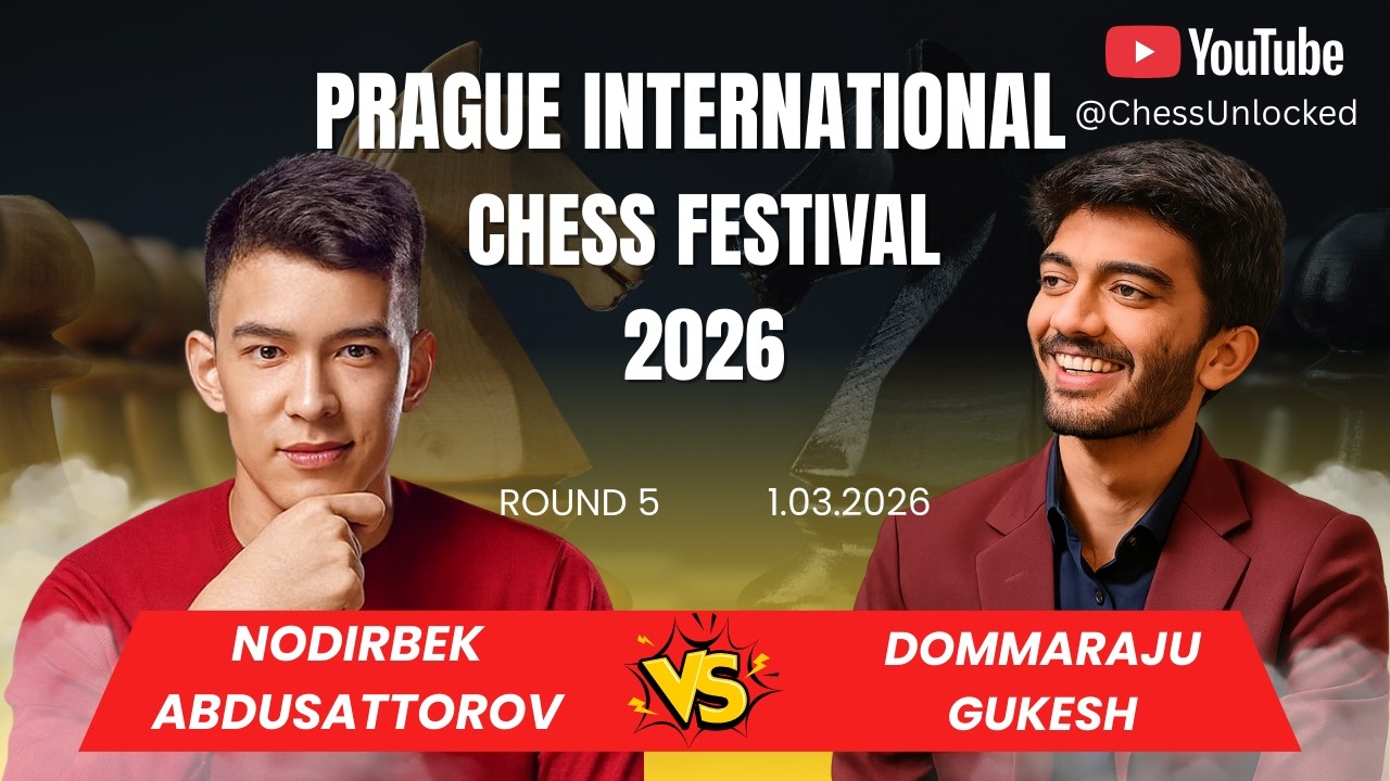 Nodirbek Abdusattorov vs Dommaraju Gukesh | Prague International Chess Festival 2026 | 1.03.2026