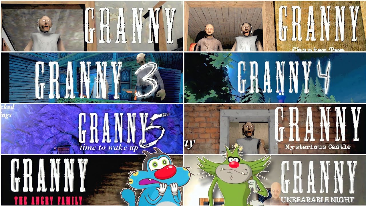 All Granny Chapter Intro Battle | Granny 1 2 3 4 5 6 7 8 Intro With Oggy and Jack
