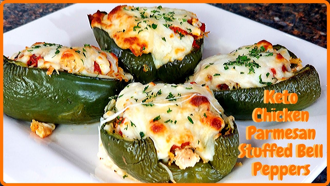 Keto chicken Parmesan stuffed bell peppers