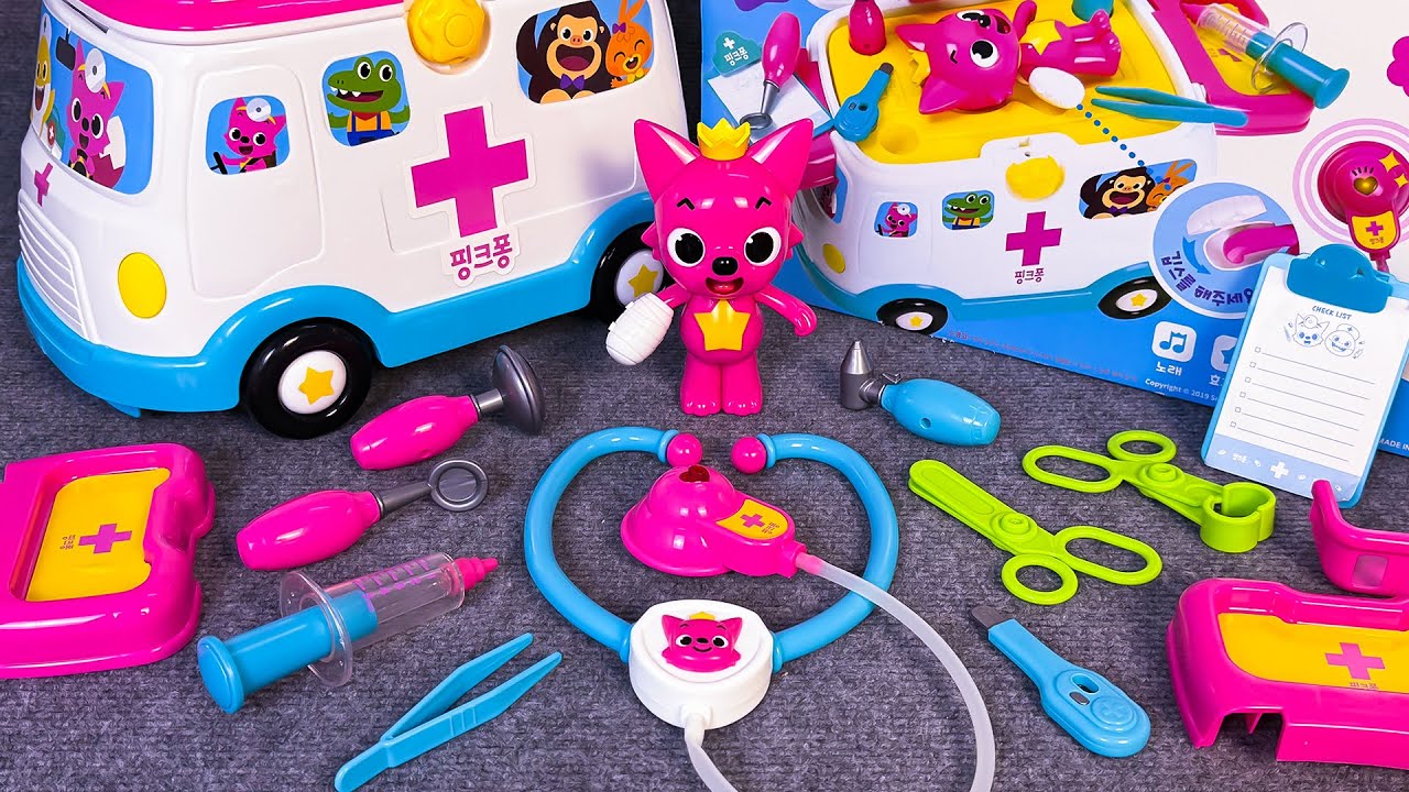 8 Minutes Satisfying with Unboxing Cute Pinkfong Ambulance Doctor Playset ASMR | Review Toys