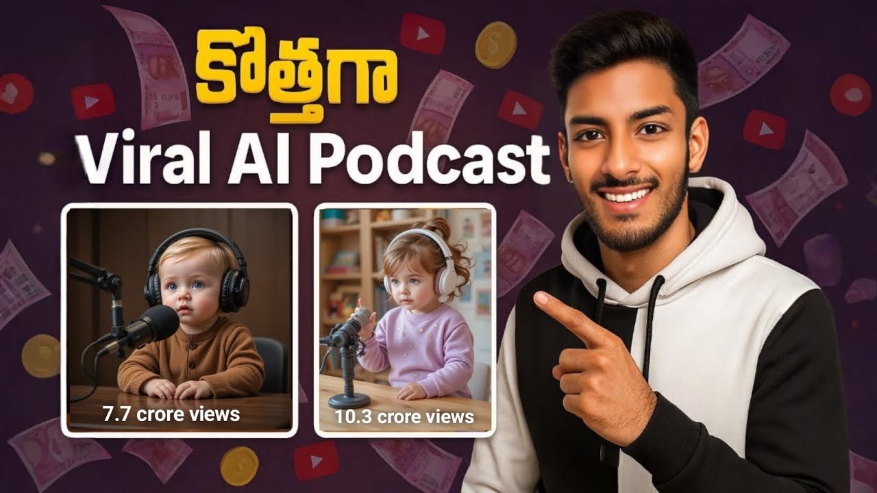 Create Viral Baby Podcast Videos in Telugu with Free AI Tools | Earn Money & Grow Fast on YouTube