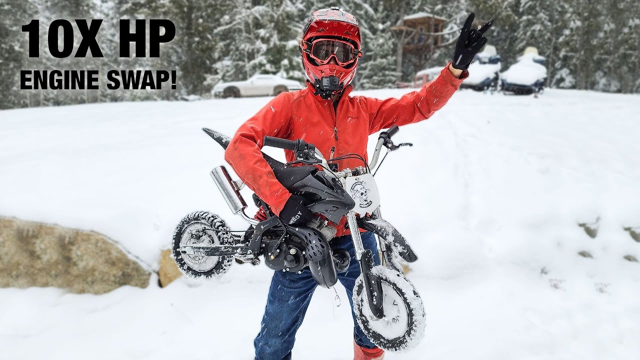 $300 Amazon Dirt Bike Engine Swap 10x The HP! + Studs