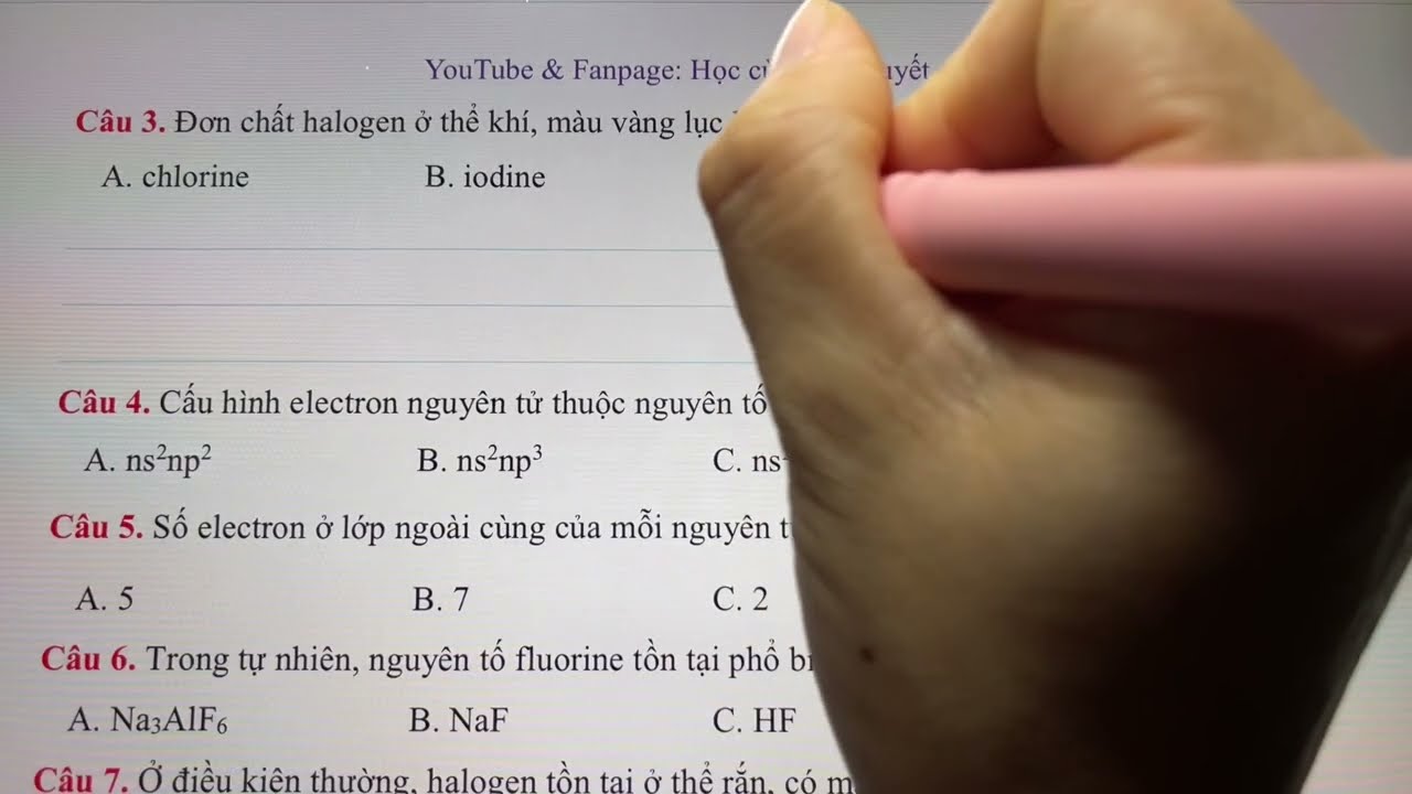 Hóa 10 -CĐ7-T1. Bài tập Vị trí và Tính chất Vật Lý của nguyên tố nhóm IIVA - Halogen