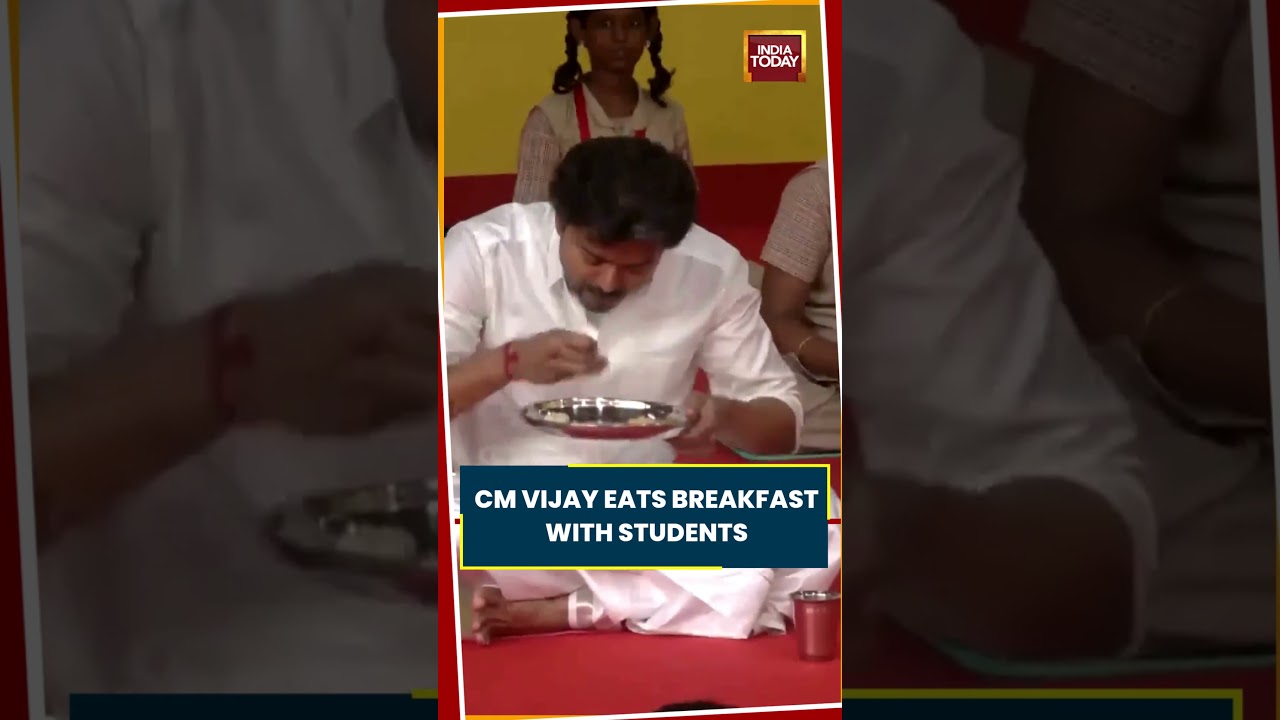 CM C. Joseph Vijay Eats Breakfast With Students In Chennai | Kamarajar Breakfast Scheme #shorts