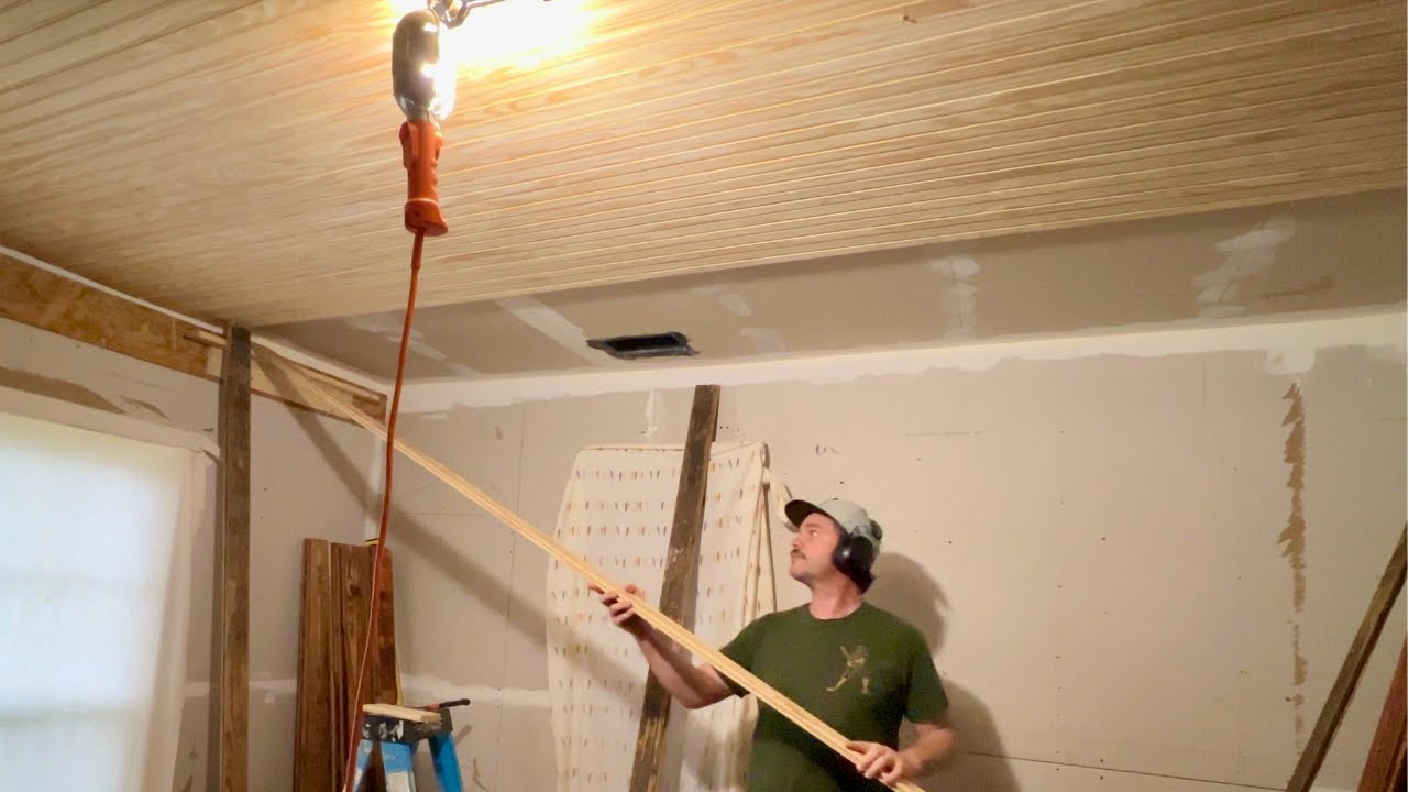 Installing a Beadboard Ceiling and Sanding Old Pine Floors