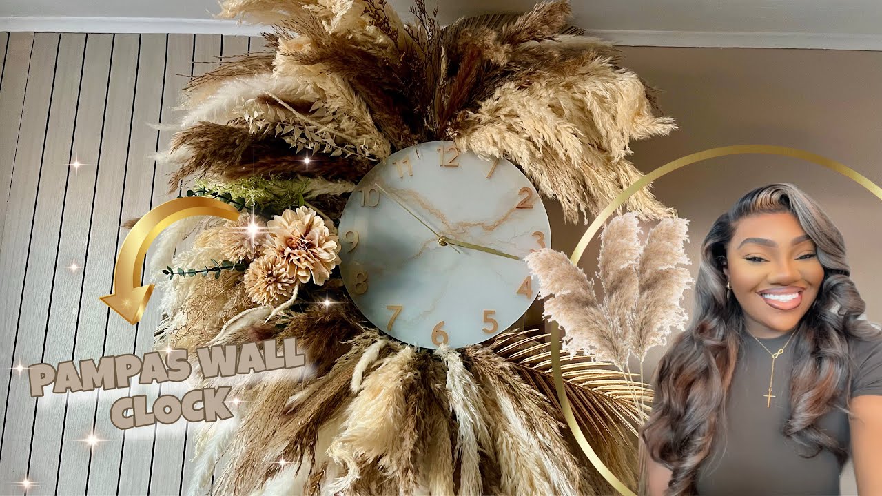Budget-Friendly DIY Pampas Grass Wall Clock | Easy Aesthetic Home Decor🌾