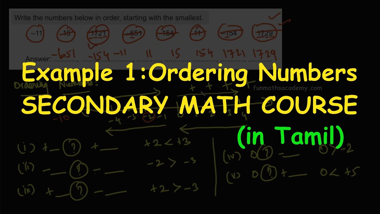 Example 1:Ordering Numbers/Numbers/Secondary Math course(in Tamil)