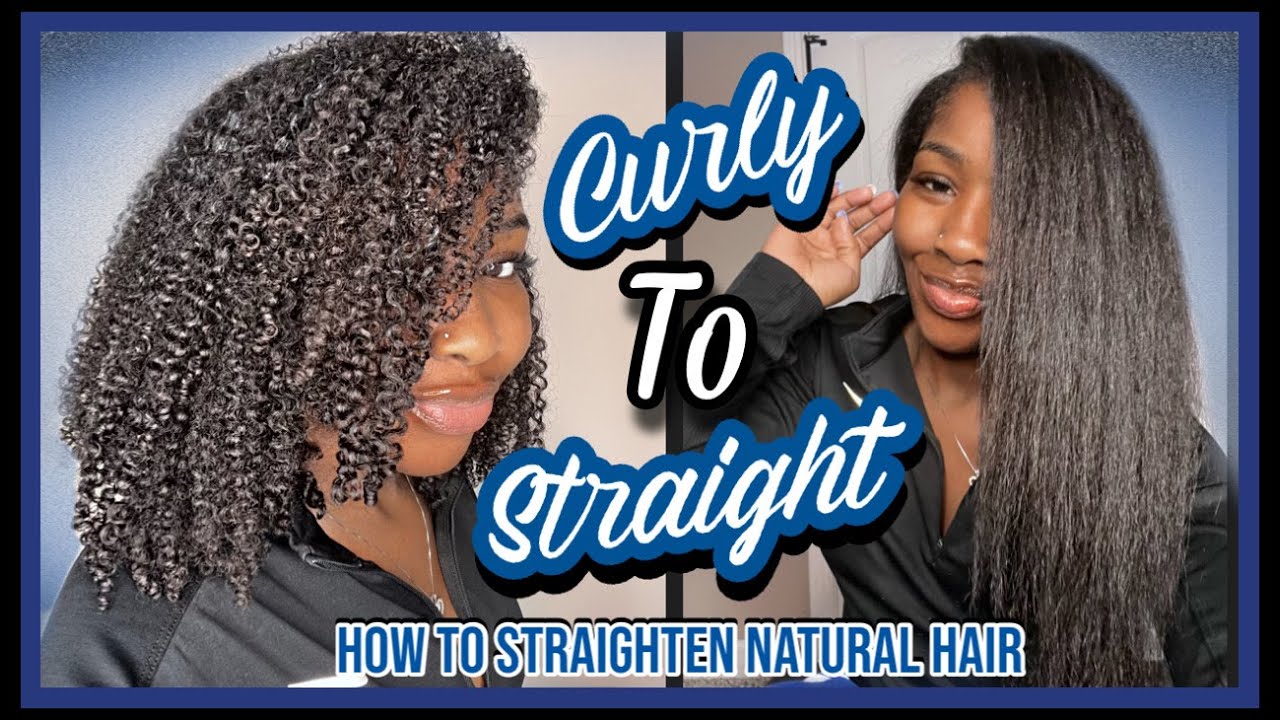 How to Straighten Natural Curly Hair | Curly to Straight ( 3c 4a natural hair )