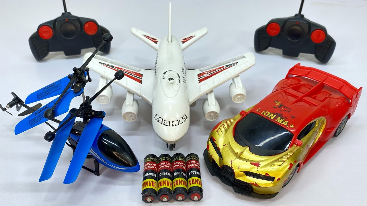 Flying RadioControl Helicopter and 3D Light RC Car with a380 Model Airline Unboxing and Testing 😍