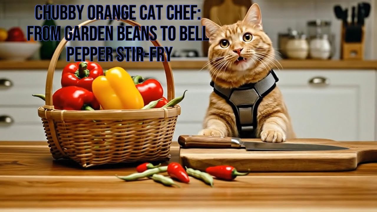 Chubby Orange Cat Chef: From Garden Beans to Bell Pepper Stir-Fry