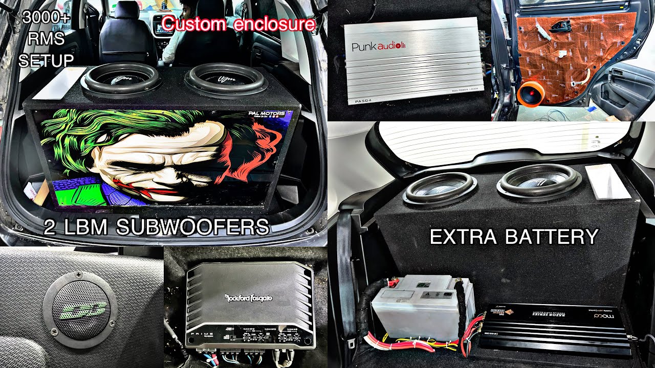 instaling 2 LBM subwoofers in brezza | very loud audio setup in brezza | extra battery in brezza