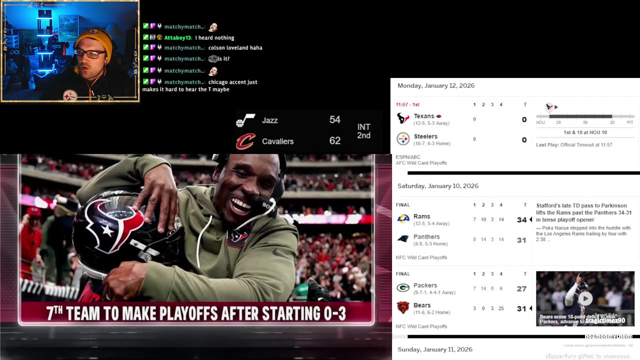 [Jan 12 '26] Steelers Fan Peeps Texans @ Steelers | Arc Raiders | Games w Chat