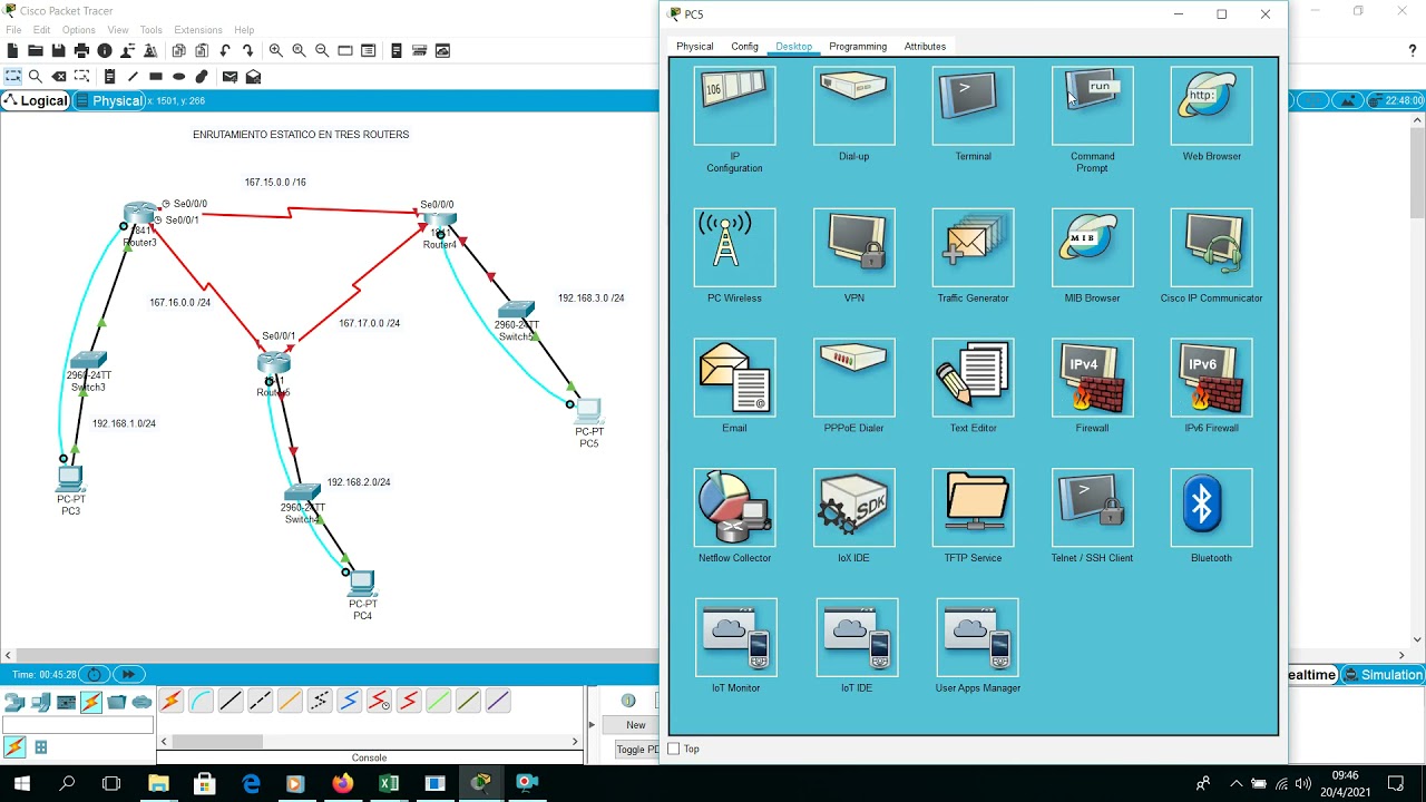 ENRUTAMIENTO ESTATICO CON 3 ROUTERS