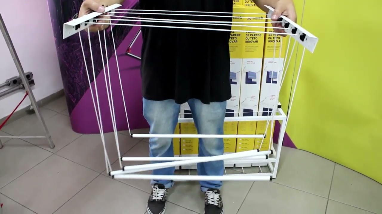 Montagem Completa Varal De Teto e Parede Maxeb.