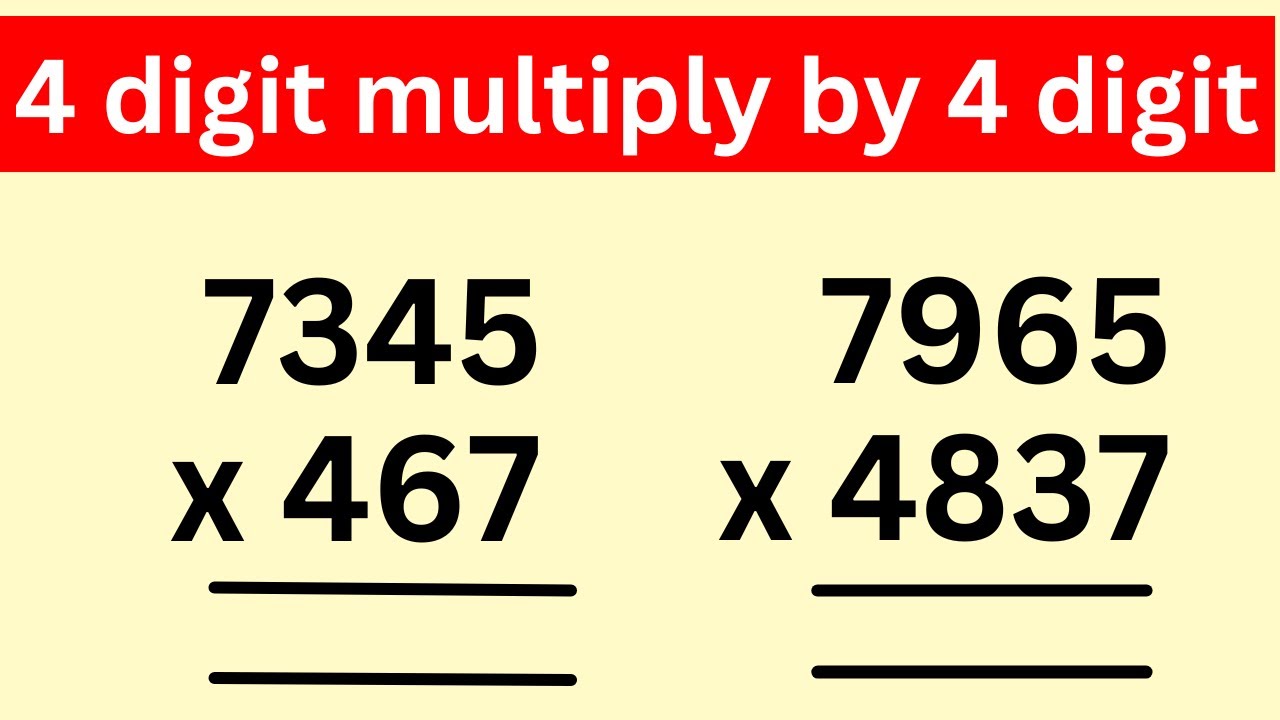 4 digit multiplication | 4 digit multiply by 3 digit | 4 digit multiply sums |4 digit multiplication