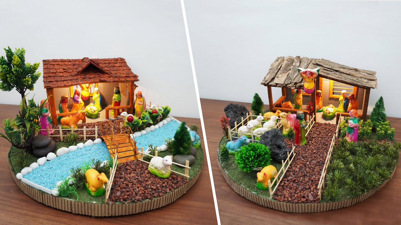 2 DIY Easy Christmas Nativity Scene step by step making video | Christmas Crib Ideas
