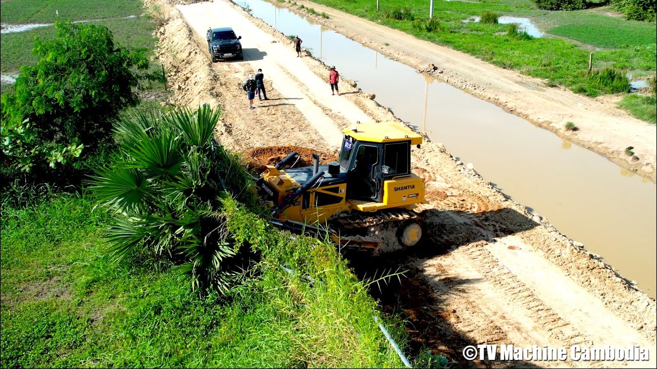 Best Dozer Forest Cutting Slope Making Road Widening | Excellent dozer Pushing Village Road
