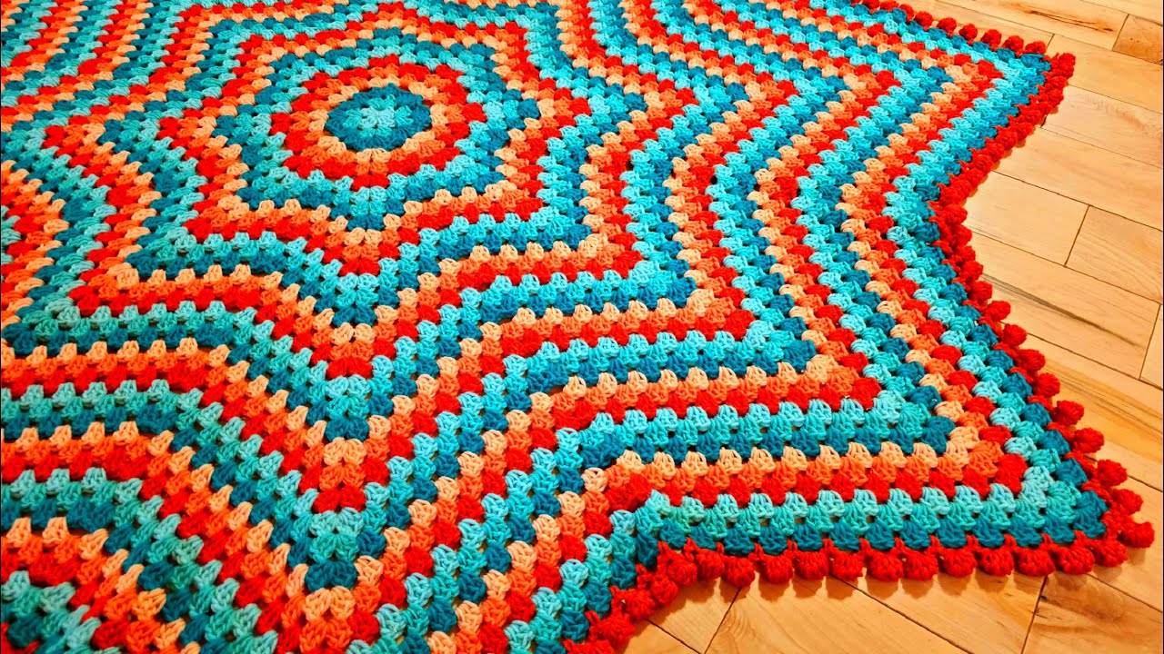 Easy Crochet Star Blanket Crochet Pom Pom Border - Rhythmic Points