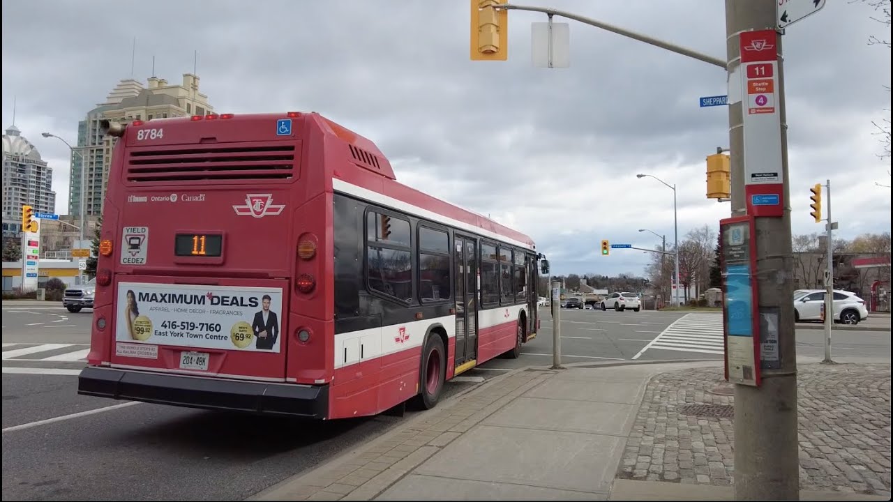 TTC 11 Bayview Bus Ride #8784 from Steeles East to Bayview Stn (April 5th, 2024)
