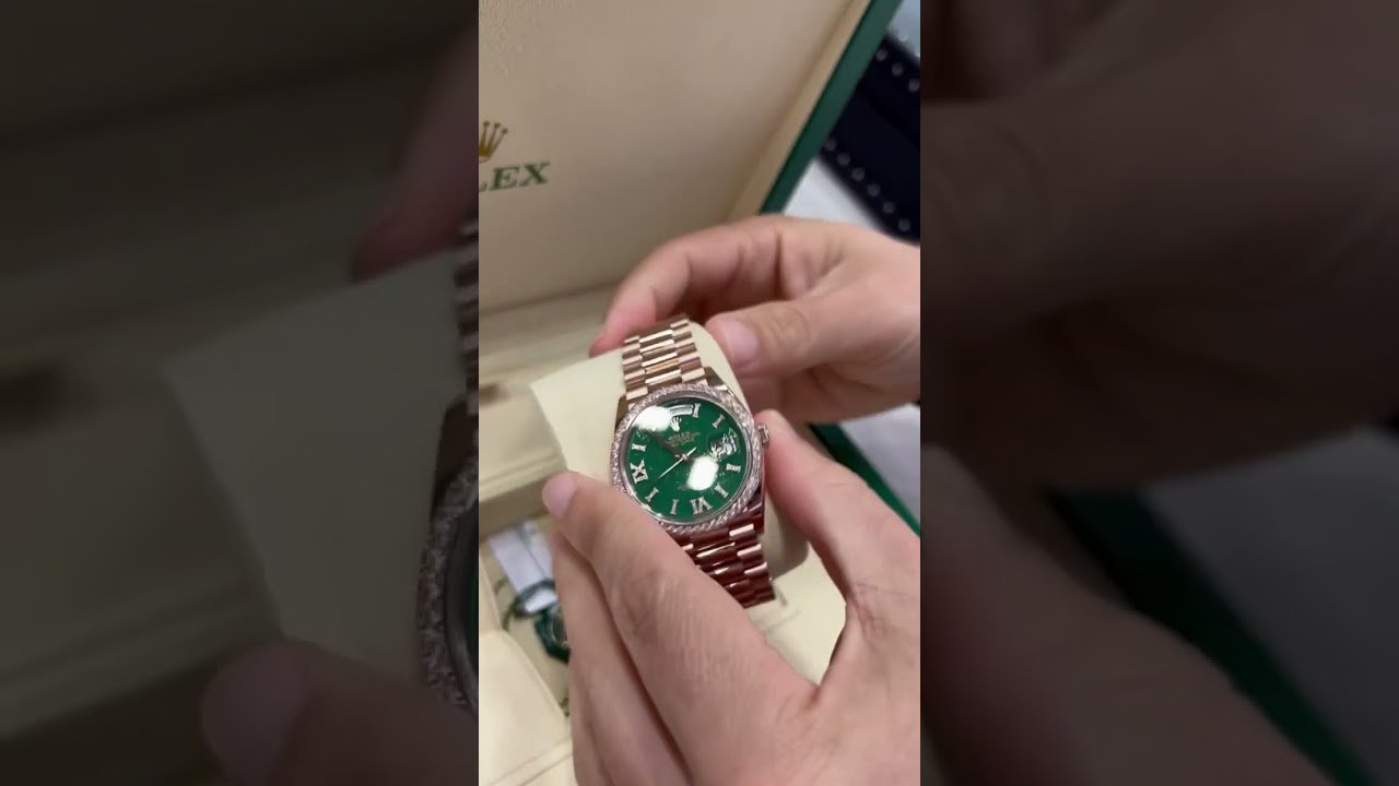 Rolex Day Date with Green Aventurine Diamond Dial in 18k Everose Gold 