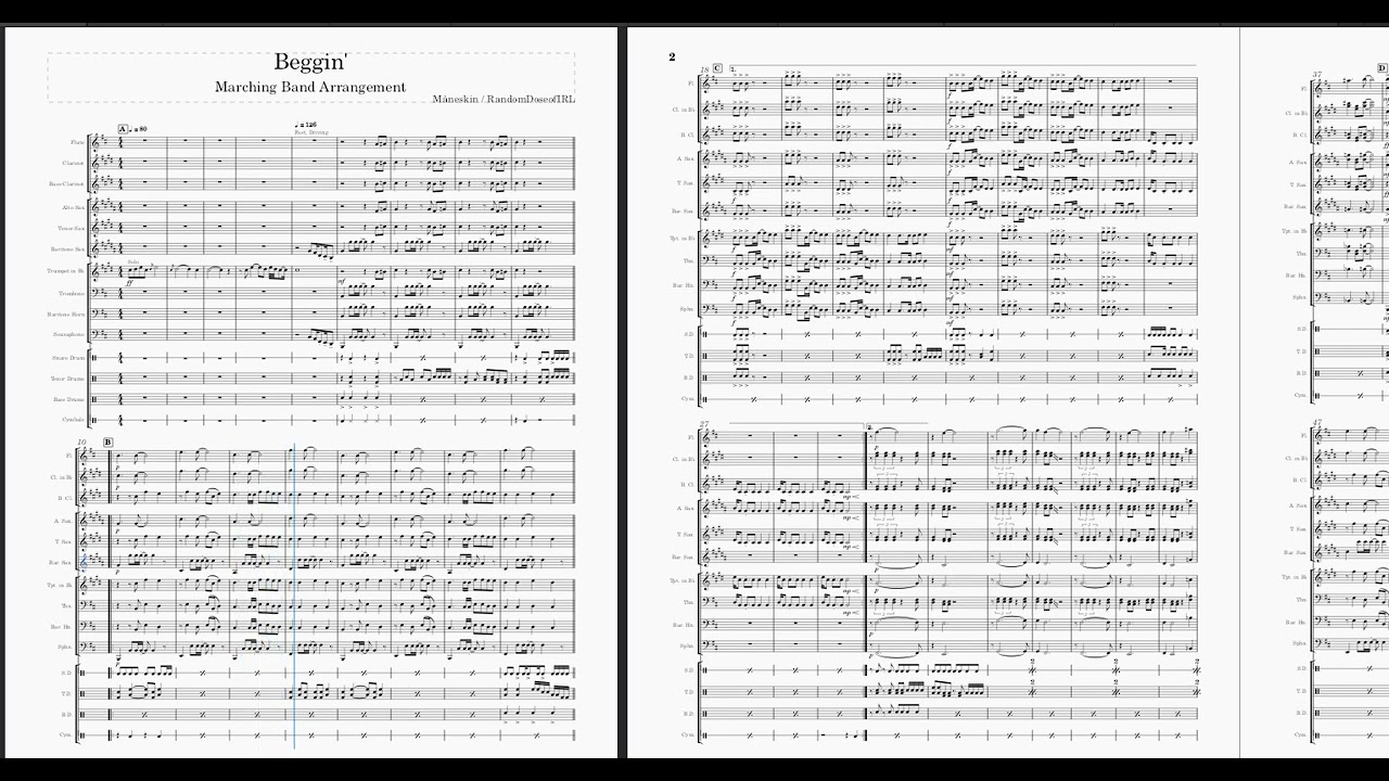 Beggin' - by Måneskin - Marching Band Arrangment