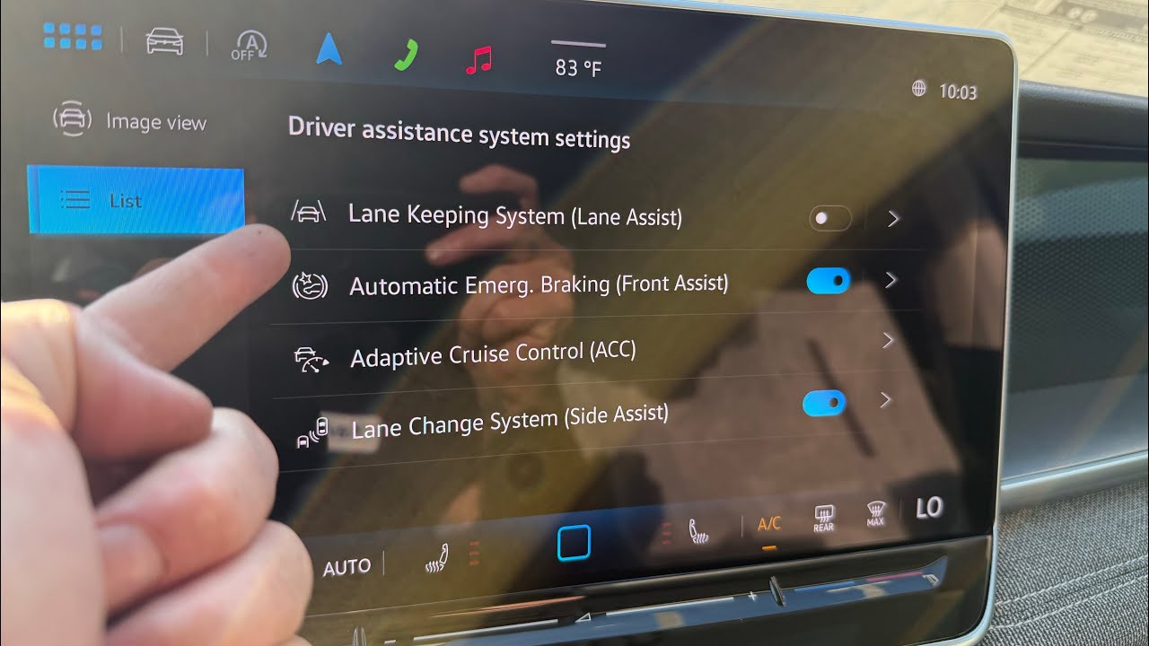 How to turn off (or on) lane assist and blind spot on a 2025 VW Tiguan 