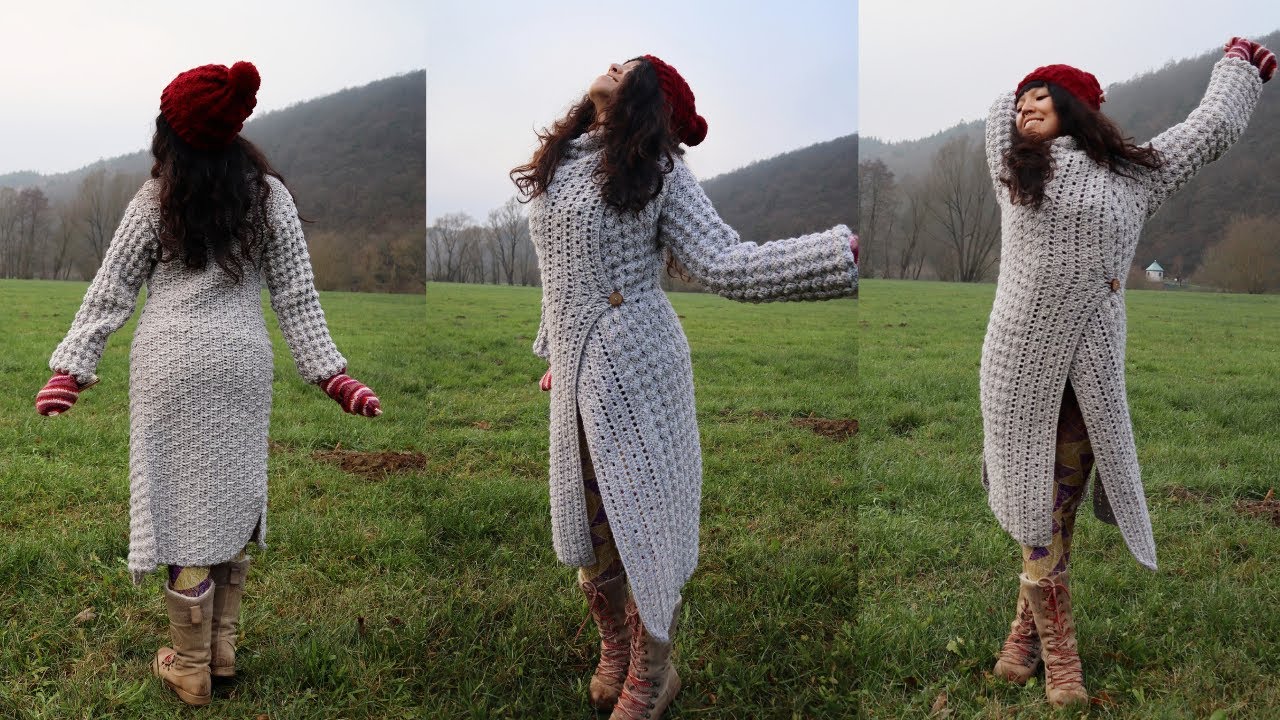 Crochet long coat cardigan INSTRUCTION