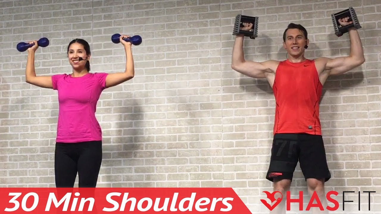 30 Min Home Shoulder Workout Routine for Women & Men with Dumbbells - Deltoid & Shoulders Exercises