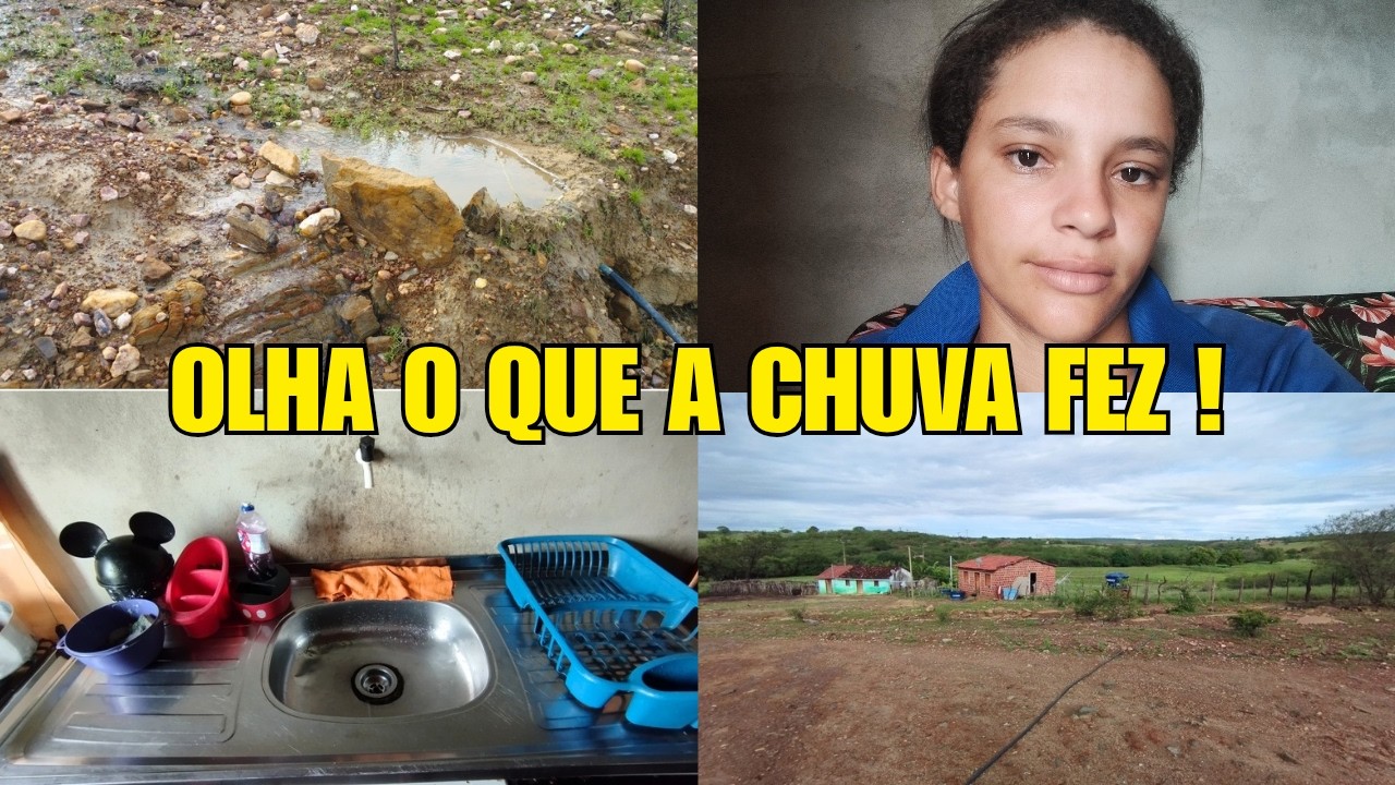 Choveu muito essa noite e começou a minar água na frente de casa