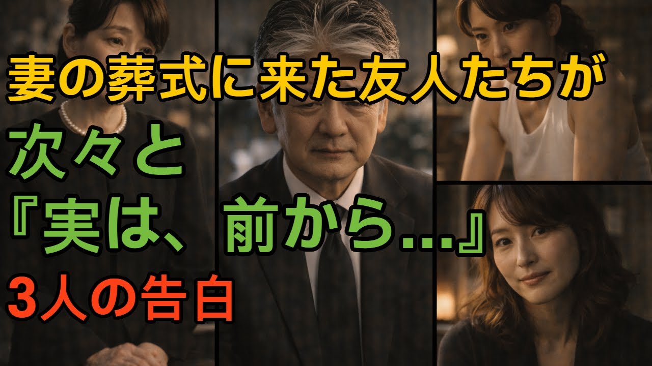 [シニア恋愛]妻の葬式に来た友人たちが次々と『実は、前から...』3人の告白 ｜ 熟年夫婦｜人生の後半 ｜老後の選択 ｜ 大人の恋