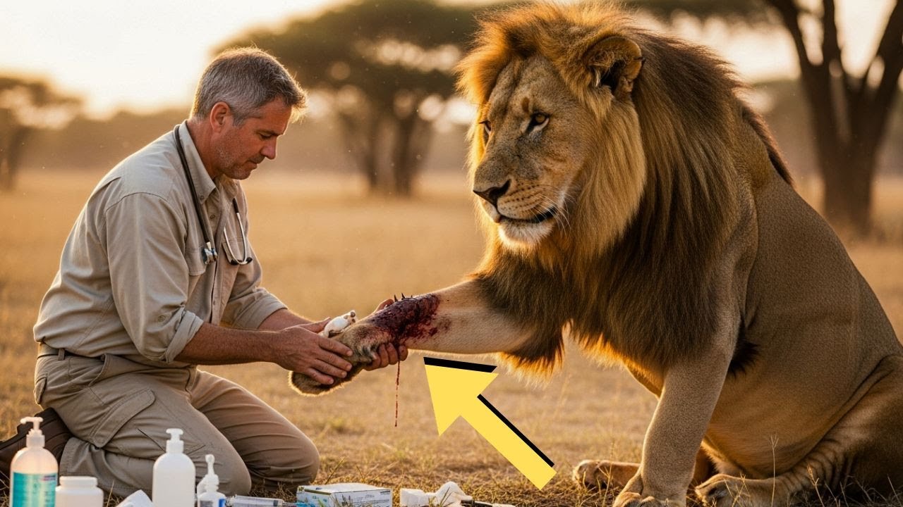 Un lion blessé s'approche d'un vétérinaire... Ce qu'il fait ensuite bouleverse tout le monde