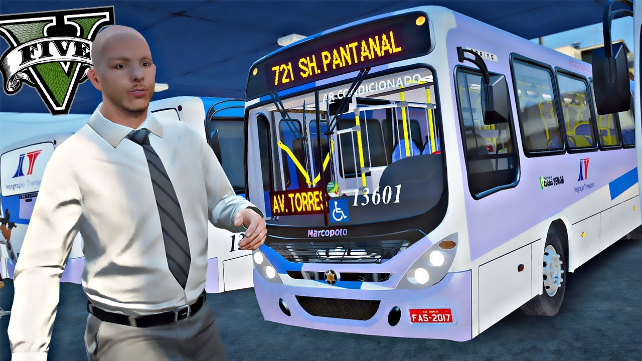 ACIDENTE ATROPELEI UM PASSAGEIRO NA NOVA ROTA NO GTA 5 - GTA V BusVlog