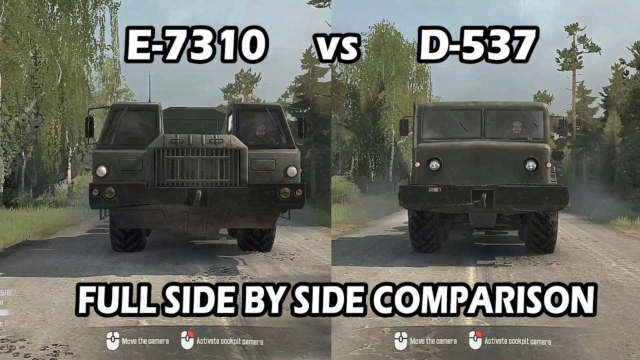 Spintires Mudrunner E-7310 vs D-537 | Full Side by Side Comparison