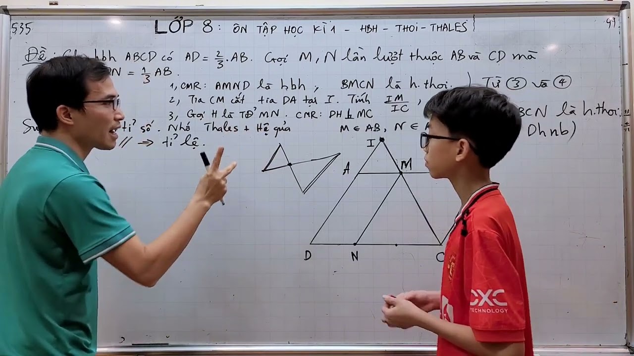 To&aacute;n lớp 8 - &Ocirc;n học k&igrave; 1 - H&igrave;nh b&igrave;nh h&agrave;nh - Thoi - Thales - Tam gi&aacute;c c&acirc;n