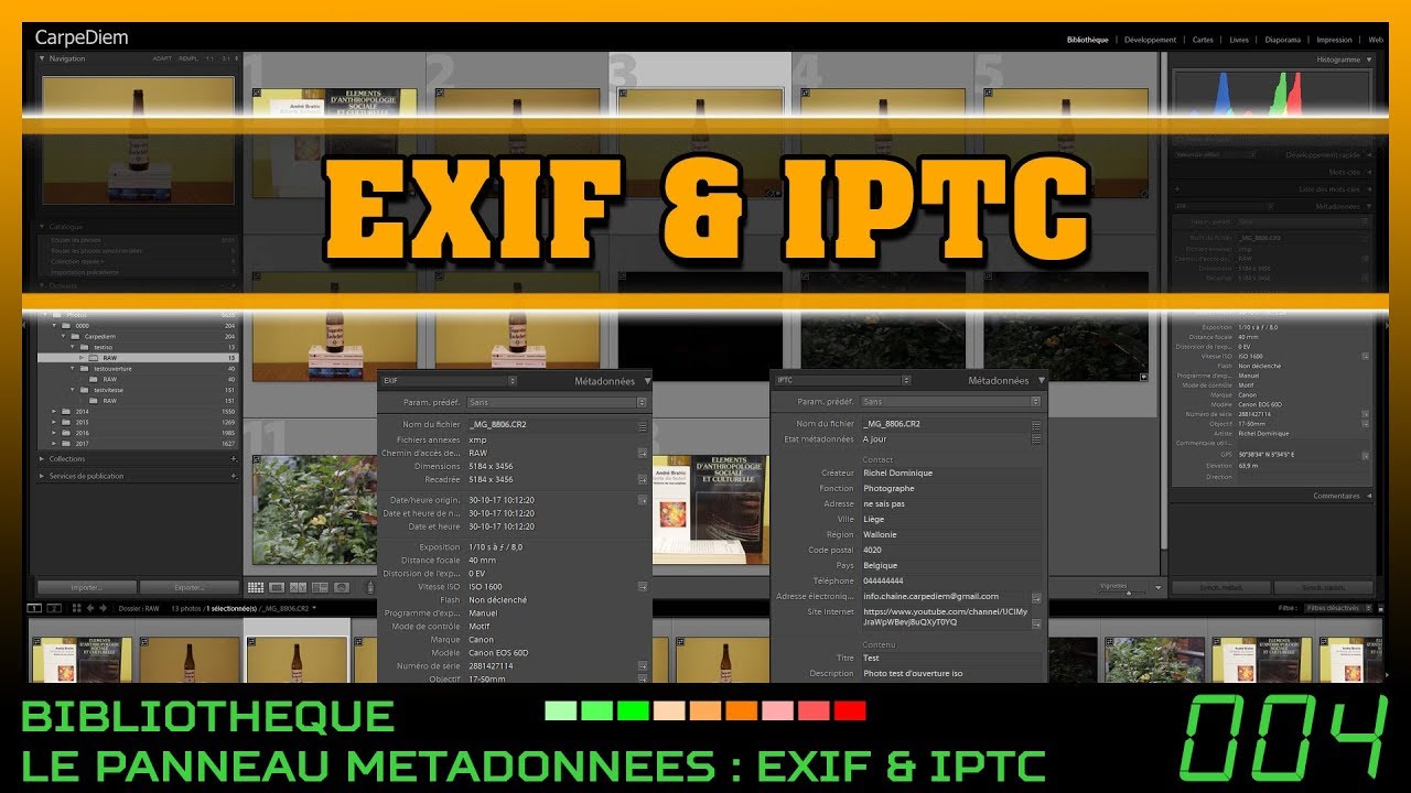 Lightroom : les métadonnées EXIF & IPTC