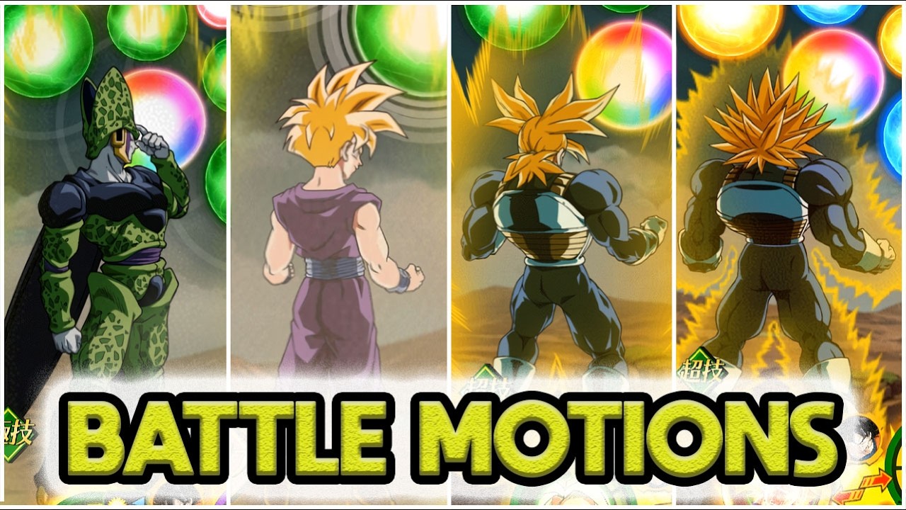 NEW SSJ GOHAN, PERFECT CELL, SSJ TRUNKS, SUPER TRUNKS BATTLE MOTIONS! Dragon Ball Z Dokkan Battle