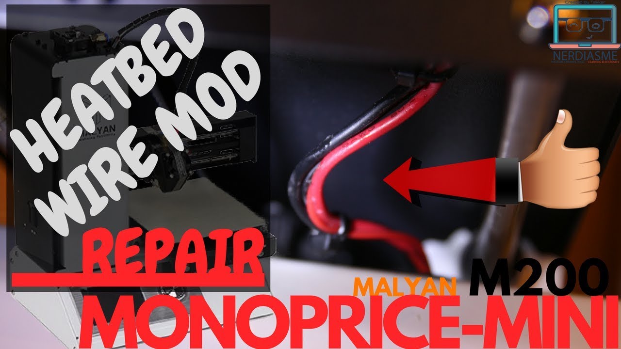 🖨️ EASIEST* Heatbed wire mod for the Monoprice Mini or the Malyan M200 3D printer - No drill