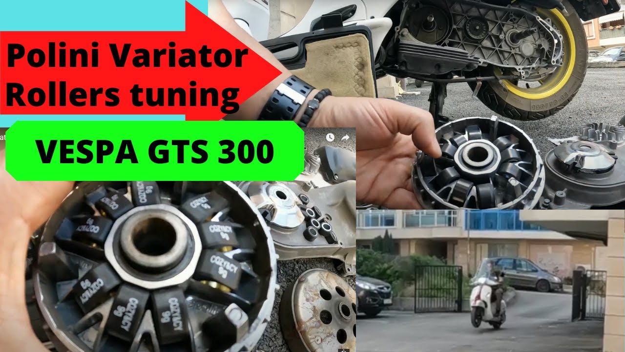 Vespa GTS 300 Polini variator rollers type dr Pulley changing (Polini maxi Hi speed 9 rollers)