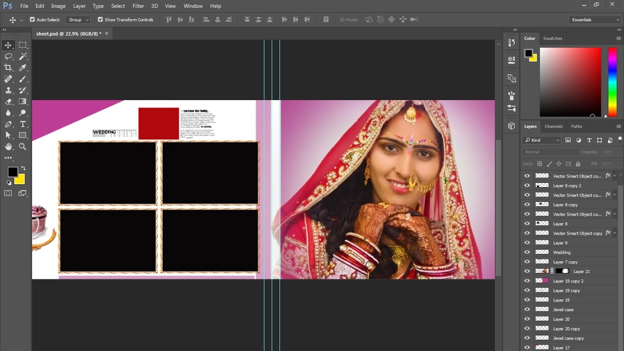 #13 Wedding Album Design, Paste into Box/Frame and Clipping Mask