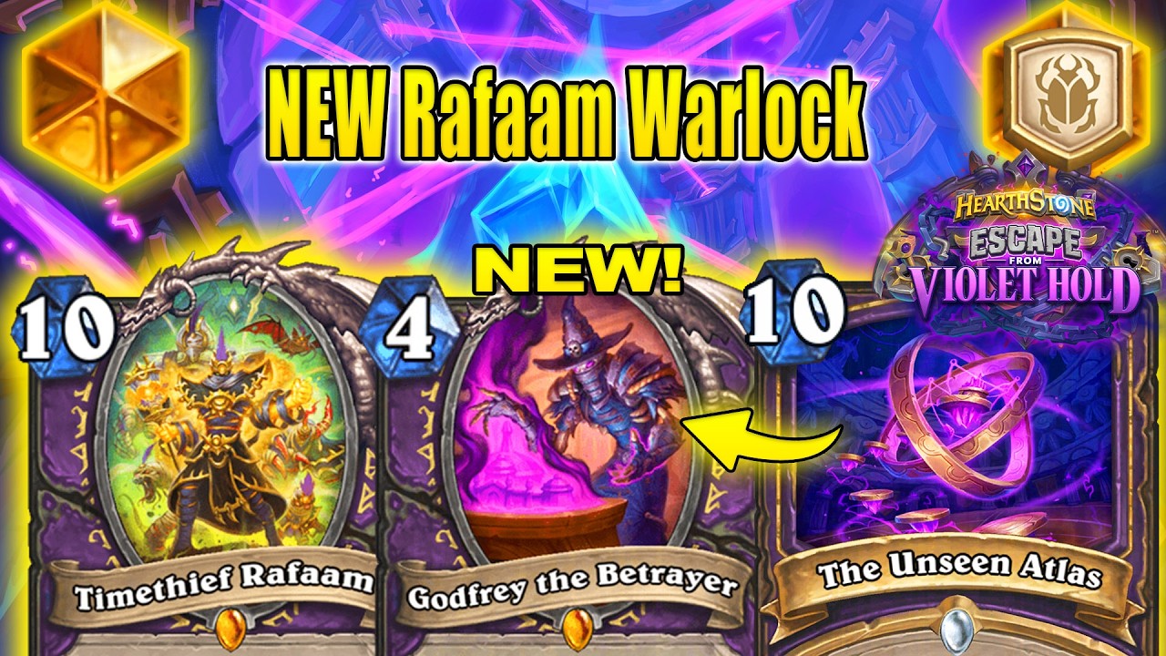 NEW Godfrey Rafaam Warlock Deck Is Really Good For Real! Escape from Violet Hold | Hearthstone