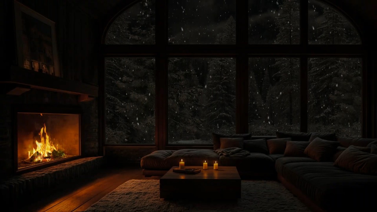 ❄️ Snow Falling Outside Cabin Window 🔥 | INSTANT SLEEP 😴 Cozy Fireplace & Winter Night (No Ads)