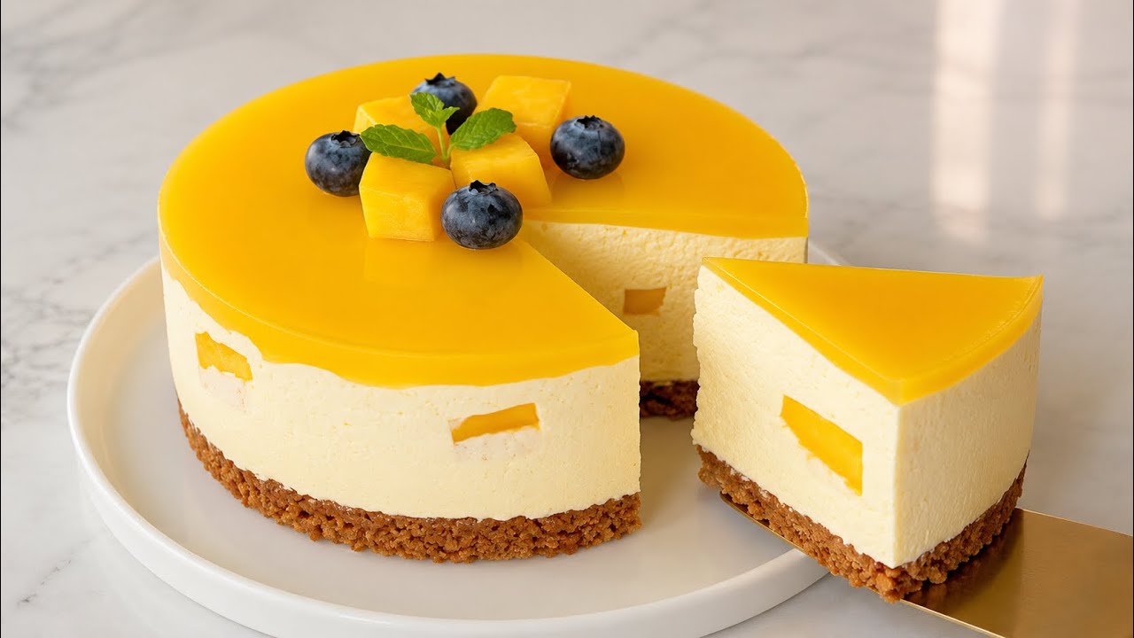 The Easiest Mango Mousse Cake (No Oven Required)