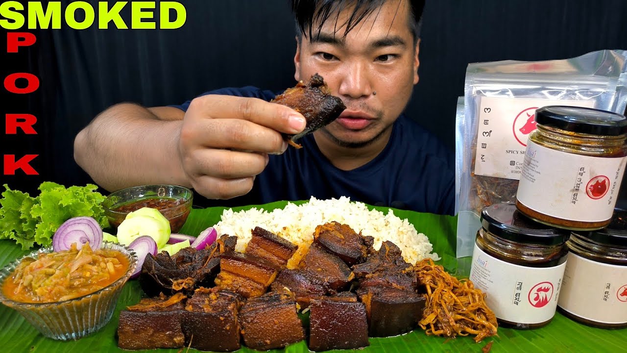 SMOKED PORK Mukbang +RECIPE//CHICKEN BEEF PORK ACHAAR & SINGJU||