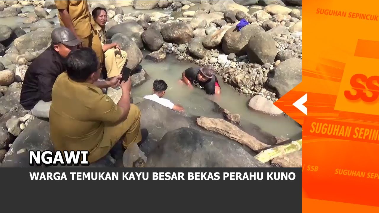 NGAWI - Warga Temukan Kayu Besar Bekas Perahu Kuno