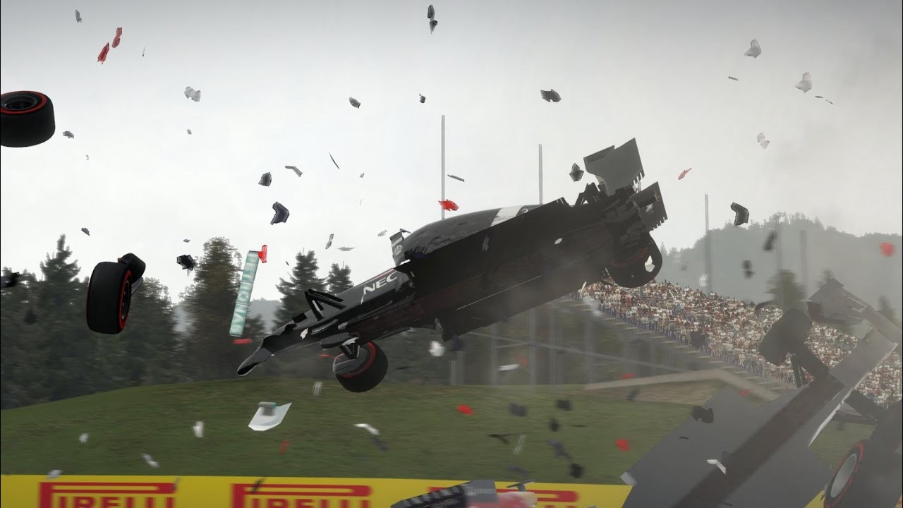 F1 Game Crash Compilation 2014 - Realistic Damage Mod (HD)