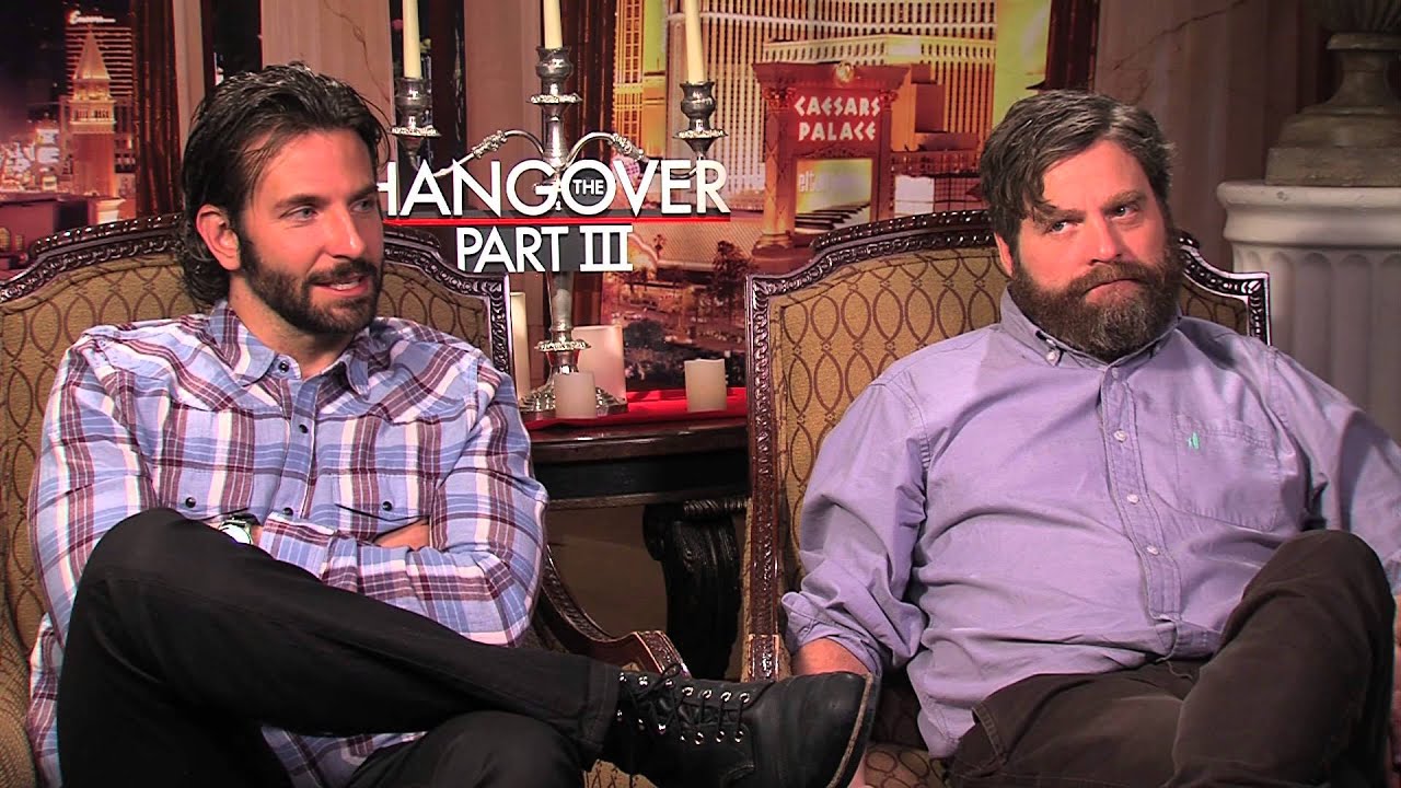 Bradley Cooper jokes with co-stars Zach Galifianakis & Ed Helms about ANOTHER HANGOVER film!