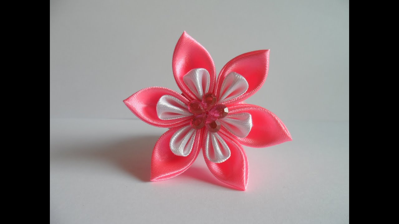 hand made Как сделать нежную  резиночку для волос Канзаши Kanzashi