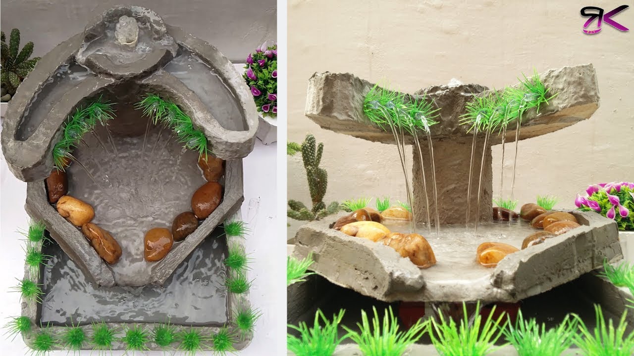 Making a Beautiful Cemented Waterfall Fountain | Relaxing Waterfall DIY