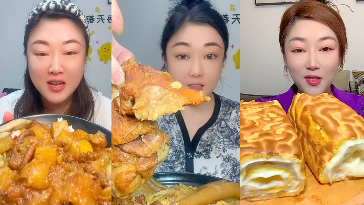 Braised Pork Pumpkin Rice, Roasted Chicken, and Layered Pastry Mukbang